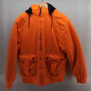 Outfitters Ridge Fleece insulated Orange Hooded Hunting Jacket Warm Mens Medium